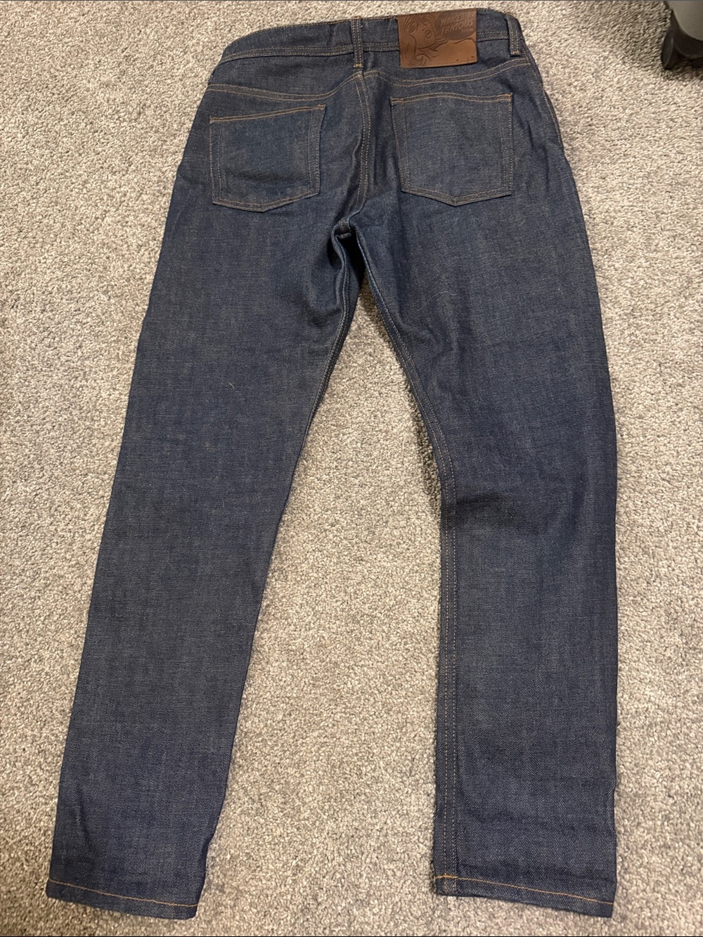 Men's Naked & Famous Weird Guy Dark Blue Raw Denim Jeans - Classic Straight Fit